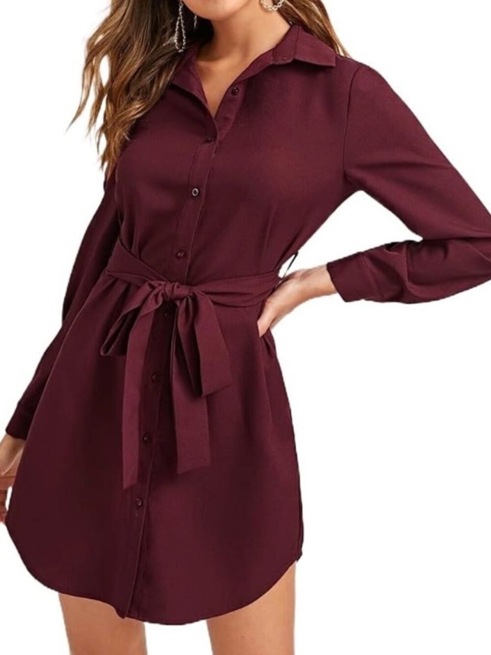Banana Republic Shirt Dress Maroon Merlot Burgundy